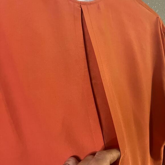 Peach Silk Blouse Linda Allard Ellen Tracy VTG Silk Blouse sz 12 Faux split fron - Picture 9 of 10
